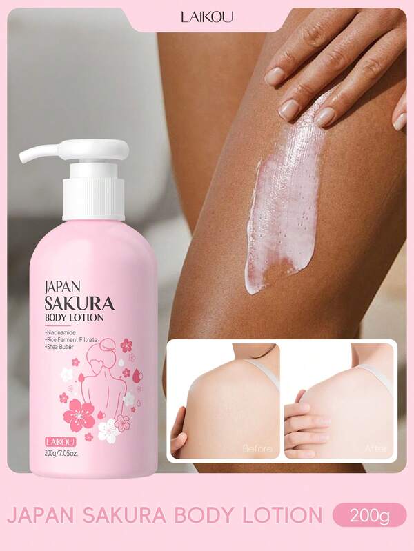 LAIKOU 1 Pc Moisturizing LAIKOU Japan Sakura Body Lotion, 200g Lifting & Firming Body Cream Deep Nourishing Body Butter For Women All Skin Types For Spa Self Care Gifts For Girl Friend Body Care
