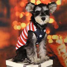 Dog 4th Of July Outfit Cute Stars Stripes Print Pet Tank Tops Lightweight Soft Dog Clothes For Puppy Cats Patriotic Dog Tank Top 4th Of July Dog Sleeveless Shirt USA Independence Day Outfits Stars Hearts  Stripe Patterns Dog Costume For Small Medium-Size - Blue - View 3