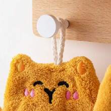 1pc,Stylish Cartoon Embroidery Hand Towel - Decorative Hanging Towel With 3D Plush Texture, Multi-Purpose Absorbent Kitchen & Bathroom Accessory For Modern Home Decor
