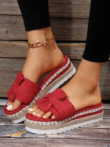 Sandal Wanita Model Baru dengan Hak Platform dan Sol Tebal, Sepatu Kasual Nyaman, Cocok untuk Pakaian Musim Semi dan Musim Panas - Merah - View 4