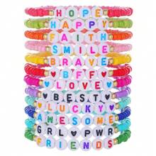 12pcs/Set Boho Heart & Letter Colorful Beaded Bracelets For Women Girls, Festival & Holiday Gift