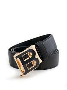 beaytar 1pc Men's Spring/Summer Belt, B Letter Buckle Waistband, Classic Versatile Middle-Aged Gentleman Casual Outfit Accessory Belt, Daily Wear With Jeans