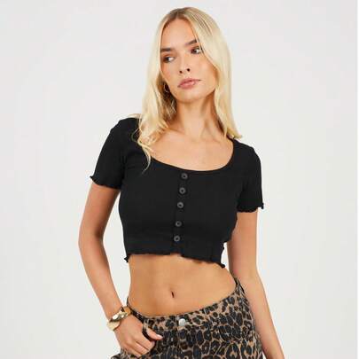 brave soul Hemd mit Knöpfen und Lattich-Saum