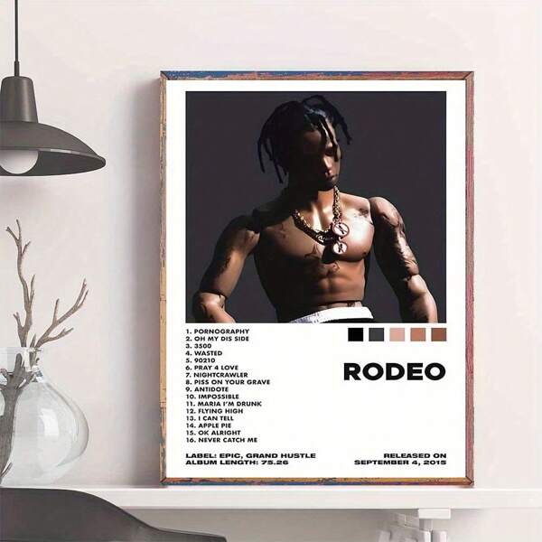 1 Pc Frameless Canvas Poster, Modern Art, Rock Singer Music Poster, Hip Hop Album Cover Oil Painting, Ideal Gift For Bedroom Living Room Hallway, Wall Art, Wall Decoration, Winter Decoration, Room Decoration, Frameless