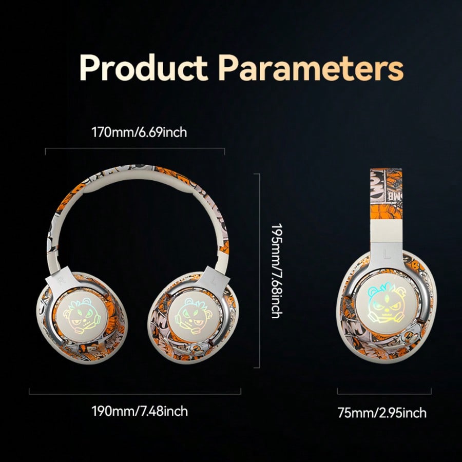 Reletech سماعات رأس لاسلكية بلوتوث T12 بتصميم جراف...