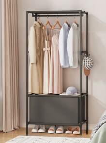 Portable Wardrobe Closet Organizer, Multi-Tier Clothes Storage Rack With Metal Frame And Plastic Shelves, Easy Assemble Movable Bedroom Armoire, Suitable For Living Room, Bedroom, Study, Office, Holiday Gift, Children Gift