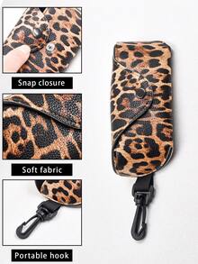 1 Buah Kotak Kacamata Motif Leopard Unik, Kotak Kacamata Lembut, Cocok untuk Menyimpan Kacamata di Dalam Tas, Kotak Penyimpanan Kacamata Pria dan Wanita dengan Pengait - MultiWarna - View 3