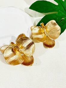2pcs Women's Gold, Silver, Orange, Black, Red, Purple, White, Pink Orchid Flower Barrettes, Bohemian Style - Phalaenopsis - View 12