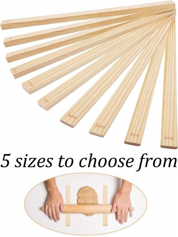 2/8 Stücke Töpferwerkzeuge und Materialen - Set aus Holz, Keramik und Ton Handwerkszeug, Nutzwalze, Dickenführung, Eigentum nicht erforderlich, Polymer Ton Dickenstange, Plattenwalze und Handformungswerkzeug, Töpferei & Skulpturenwerkzeugsatz - Holztonwalze, Führungsstäbe & Stift für präzise Dickeneinstellung