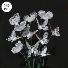 10 Pack Vintage-Style Black & White PVC Waterproof Garden Stakes - Realistic Butterfly Decor For Weddings, Outdoor Home Decor, No Electricity Needed, Wedding Decorations | Rustic Charm | Decoration