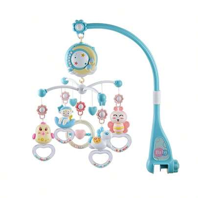 1pc Cute Animal Shaped ABS Remote Control Light & Music Baby Crib Mobile With Projection & Soothing Night Light, Cartoon Style, Suitable For Bedtime/Relaxation, Ideal For Baby Shower/Newborn/Holiday Gifts