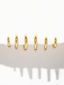 6pcs/8pcs/10pcs Huggie Hoop Earrings Set For Women And Men,18K Gold Plated Stainless Steel Stack Cartilage Earrings,Helix Hoop Earrings Gold Thin,Hypoallergenic,Ideal For Multiple Piercings,Gifts For Her,Best For Holidays,Everyday, Wearable Helix Piercing Jewelry Accessories - Multicolor - View 12