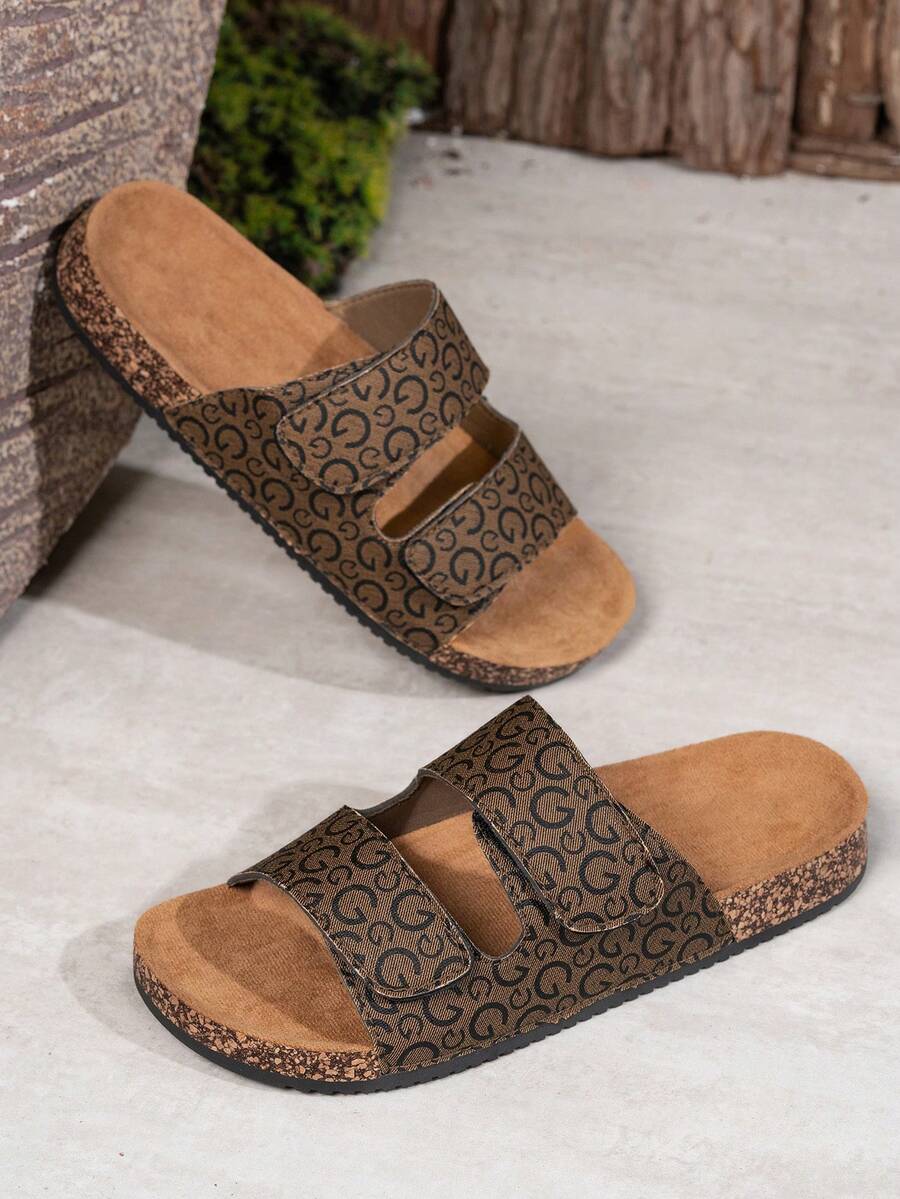 夏季男士时尚拖鞋，可调节高端简约百搭沙滩凉鞋 - 咖啡棕 - 查看 1