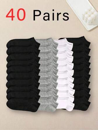 40 Pairs Women Men Boys Girls Unisex Couples Sports Socks Invisible Socks Crew Socks Spring Summer Holiday Gifts