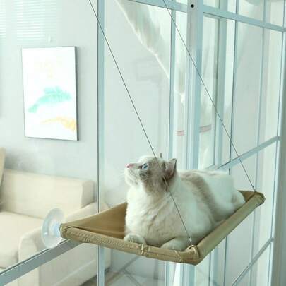 Cat Hammock With Suction Cups, A Sun - Bathing Hanging Cat Nest. Ideal For Windows, Glass Surfaces, Balconies, A Must - Have For Cats. It's A Hanging Cat Bed, A Window - Side Pet Bed, Suitable For Cats And Small Dogs. With A Window - Side Seat Fixing Device And A Load - Bearing Capacity Of 5kg. It's A Pet Accessory.
