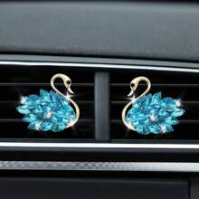 Bling Horse Eye Crystal Swan Alloy Pair Goose Car Air Outlet Ornaments Car Air Outlet Decorating Clips