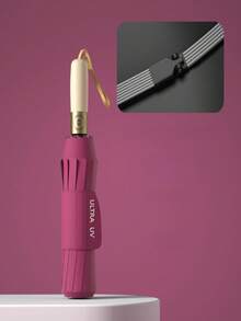 1pc Fully Automatic Jumbo Umbrella, Weather-Proof Black Coating UV Protection Folding Dual-Purpose Sun & Rain Umbrella, Suitable For Outdoor Travel Use - Multicolor - View 13