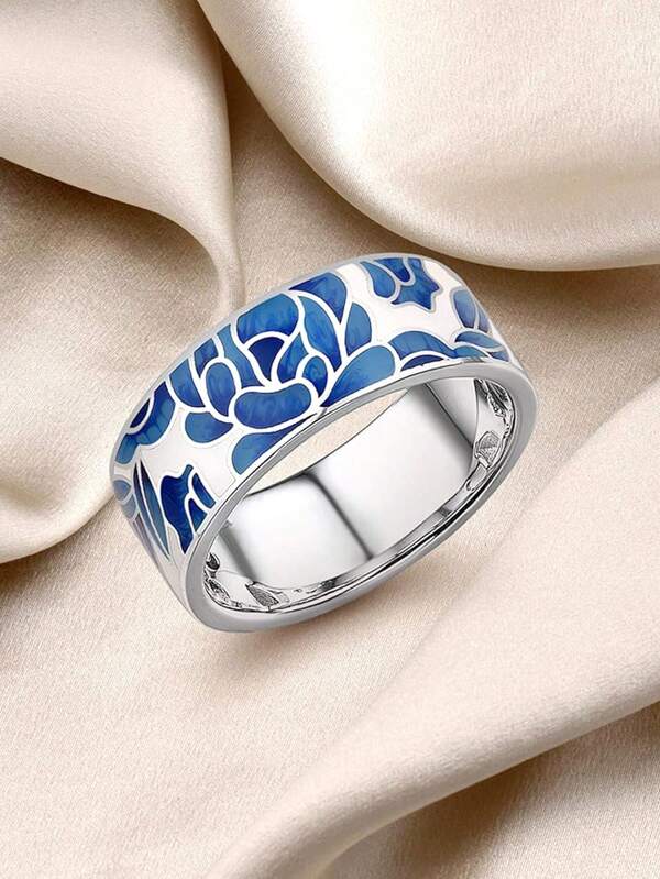 1 Stück romantischer 925er Sterlingsilber Blumenring für Frauen, Partygeschmuck, hochwertiger Schmuck