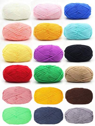 1卷50克5股混纺牛奶色腈纶纱线，100%腈纶柔软纱线，适合DIY编织包包、围巾、帽子、毛衣、玩偶（多种颜色可选）