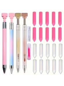 1 套豪华钻石画笔套装，含自粘珠和合成宝石挑选工具，适用于美甲，钻石画配件带可填充蜡