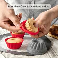 12个南瓜形可重复使用硅胶烘焙模具，不粘纸杯蛋糕衬垫，可水洗耐热，适用于烤箱、微波炉和洗碗机 - 隨機顏色 - 查看 8