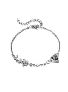 Pulsera personalizada de acero inoxidable con foto y flor de nacimiento cortada con láser, proyección de foto, un regalo único e ideal para ella, esposa, madre, abuelos para aniversarios, conmemoraciones, cumpleaños, uso diario, Día de la Madre, Día de San Valentín, Navidad, Año Nuevo