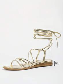 Women Flat Sandals, Summer New Vacation Lace-Up Casual Roman Shoes, Ladies Beach Flat Shoes