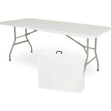 Mesa Plegable de Plastico  1.80 Metros Portatil para Jardin Interior y Exterior (180.) - Blanco - Ver 1
