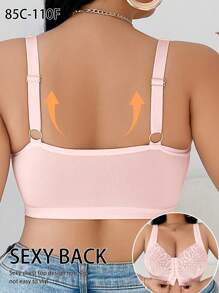 Plus Size Women's Fashion Comfortable Wireless Lace Patchwork Bra, Lift