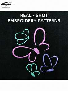 Set de 4 alfombrillas de coche con diseño de mariposa - Alfombrillas de interior de coche premium, bordadas antideslizantes y duraderas, aplicables a protectores de asiento y tapizado interior, accesorio universal para coche - Multicolor - Ver 5