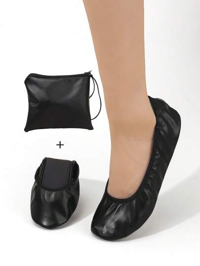 女士时尚休闲柔软舒适室内拖鞋，轻盈赤脚感，多功能，可折叠且易于携带，一脚蹬设计适合跳舞