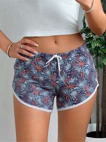 Short playa mujer estampado original, secado rápido bolsas laterales.  para verano, natacióny actividades al aire libre. Cómodo, ligero y fresco primavera alberca piscina mujer dama - azul real - Ver 1