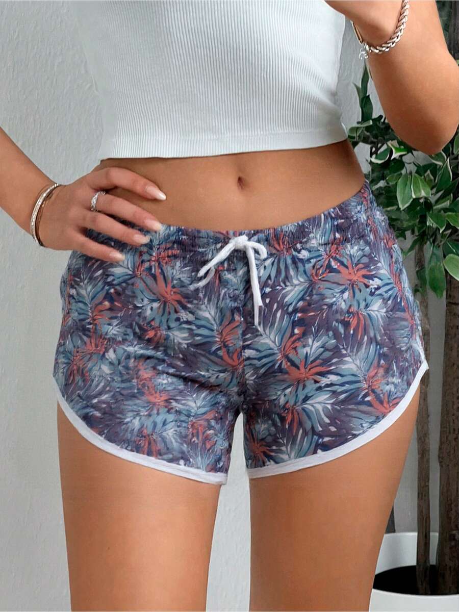 Short playa mujer estampado original, secado rápido bolsas laterales.  para verano, natacióny actividades al aire libre. Cómodo, ligero y fresco primavera alberca piscina mujer dama - azul real - Ver 1