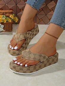 Sandalias de cuña con suela gruesa para mujer, para uso veraniego y playa, nuevos estilos de moda 2025