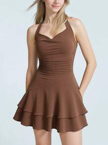 2025 Europe And The United States Women's Spring And Summer Casual Off-The-Shoulder Hanging Neck Slimming Dress Party Dress