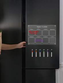 磁性透明亚克力周计划板套装，干擦磁性冰箱便签贴纸（附带 6 支随机颜色白板笔）