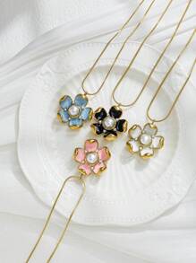 Mazuer 1pc 18K Gold Plated Vintage Summer Beach Sea Style Necklace, Versatile, Elegant, Subtle Floral Pendant Necklace, Suitable For Dates, Graduations, Thanksgiving Gifts, Holidays, Parties, Commute, Vacation