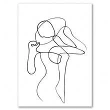 1pc Heart Hands Line Girl Boy Abstract Nordic Posters Wall Art Canvas Painting Pictures For Living Room Decoration Optional Frame ,Wall Art With Frame - Multicolor - View 17