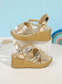 1 Pair Summer Wedge Sandals, Fashionable Soft Bottom Outdoor Open Toe Strap Non-Slip Thick Sole Versatile Sandals