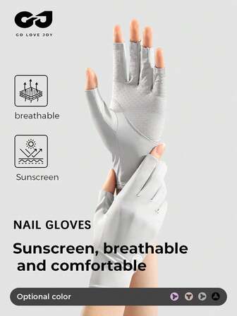 GOLOVEJOY 1 Par de Guantes de Ciclismo para Mujeres con Protección Anti-Deslizante y UV, Guantes de Dedos Abiertos de Seda de Hielo Transpirables - Adecuados para Ciclismo, Conducción, Manicura