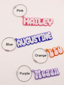 定制姓名钥匙扣，个性化可爱泡泡字母钥匙链，适用于包包、汽车钥匙等日常配饰，时尚魅力，送给女性朋友、情侣的完美生日、情人节等节日礼物，定制独特姓名钥匙扣，可定制的时尚配饰 - 彩色 - 查看 3