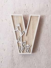 1 buc Literă din lemn sculptată cu motive florale, Decor de perete cu litere rustice din lemn, Plăcuță cu nume pentru cameră, Literă de perete cu flori sălbatice, Literă pentru decor de nuntă, Stil francez rustic, Decor pentru casă - 4,92 x 2,36-5,51 inci, Decorațiune cameră, Decor dormitor - Multicolor - Vizualizare 21