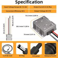 Starlink Mini 12V/24V 适配器，DC 12V/24V 电源线转换器，适用于 Starlink Mini 电源升压至 57V 4.5A 转换套件 DC 公插头，适用于卡车房车 - 銀色 - 查看 7
