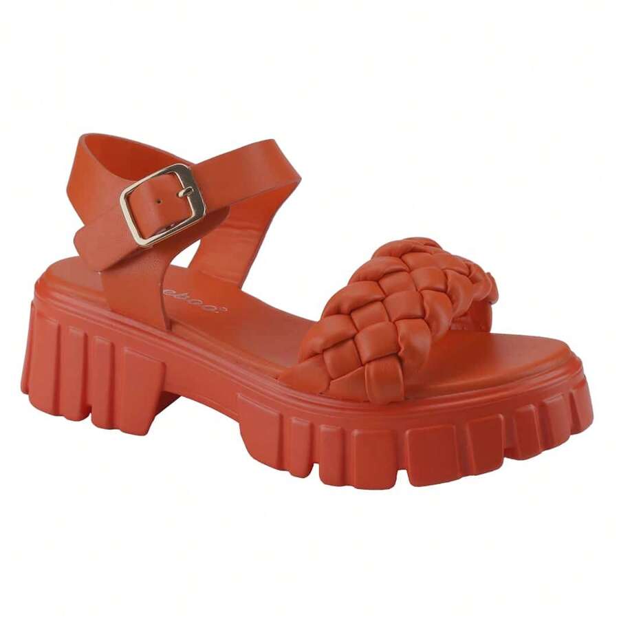 BELOVELY[High-2]Platform  Sandals For Women - Open Toe One Band Buckle Ankle Sandals Strap Block Heel Fashion Summer - Orange - View 1