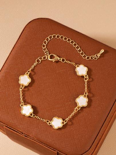 1pc Minimalist Fashionable Versatile Personalized INS Clover Cute Casual Flower Bracelet