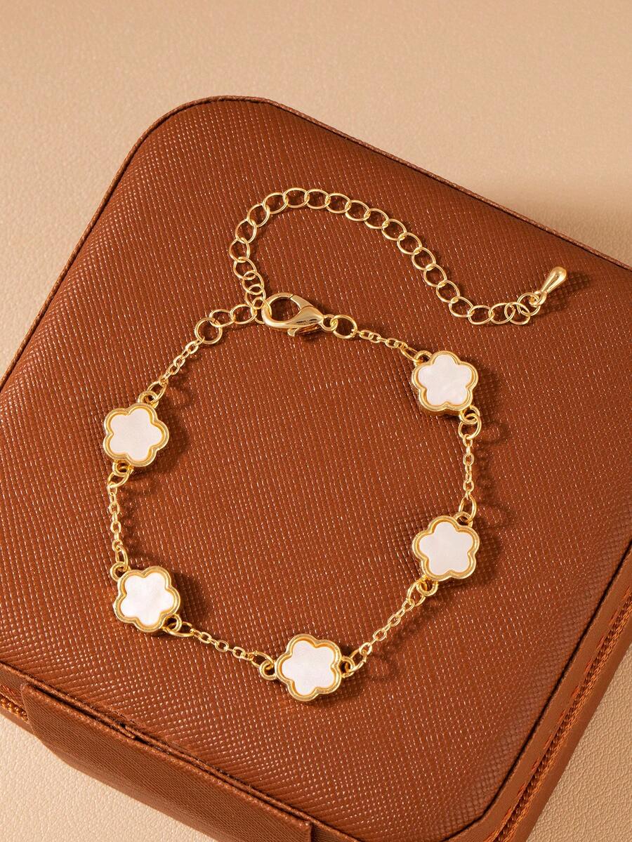 1pc Minimalist Fashionable Versatile Personalized INS Clover Cute Casual Flower Bracelet