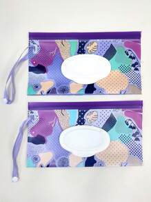 2pcs/Pack Baby Wipes Refill Bags, Portable Flip-Top Wet Wipes Pouches, Self-Sealing Wipes Storage Bags (Random Color & Style)