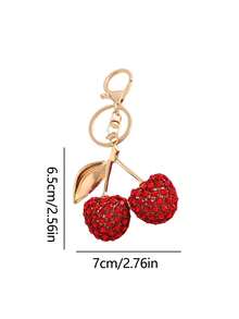 Shiny Red Cherry Pearl Pendant New Arrival, Fruit Lychee Sparkling Diamond Key, Red Rhinestone Bag Pendant, Headphone Pendant, Key Pendant, Big Cherry Shape Crystal Pendant Keychain Pendant, Glitter Cherry Pendant With Clip Bag, Shiny Resin Metal Accessories Bag, Cherry Keychain, Cherry Bag Pendant, Cherry Pendant Backpack Accessories, Mother'S Day Gifts, Valentine'S Day Gifts - Multicolor - View 10