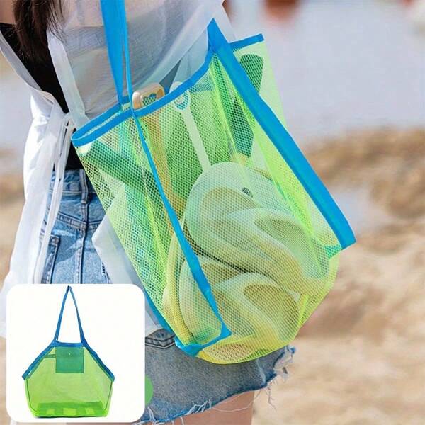 Bolsa de playa plegable de gran capacidad - Ligera, multiusos con diseño de malla y secado rápido, perfecta para viajes a la playa, camping y vacaciones, almacenamiento de vacaciones | Diseño de malla ventilada | Nailon ligero, bolsa de playa