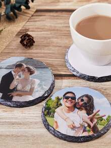 1 Set Customized Photo Slate Coasters, Wedding Coaster Set, Bridesmaid Gifts, Family Photo Gift, Customized Coasters - Multicolor - View 3